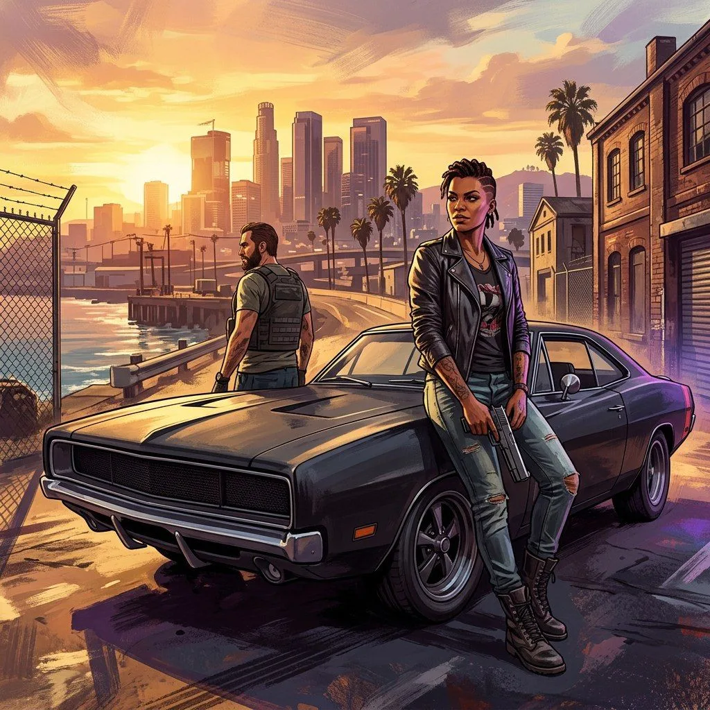 Изображение в стиле GTA V — готовый пример ИИ-фотографии