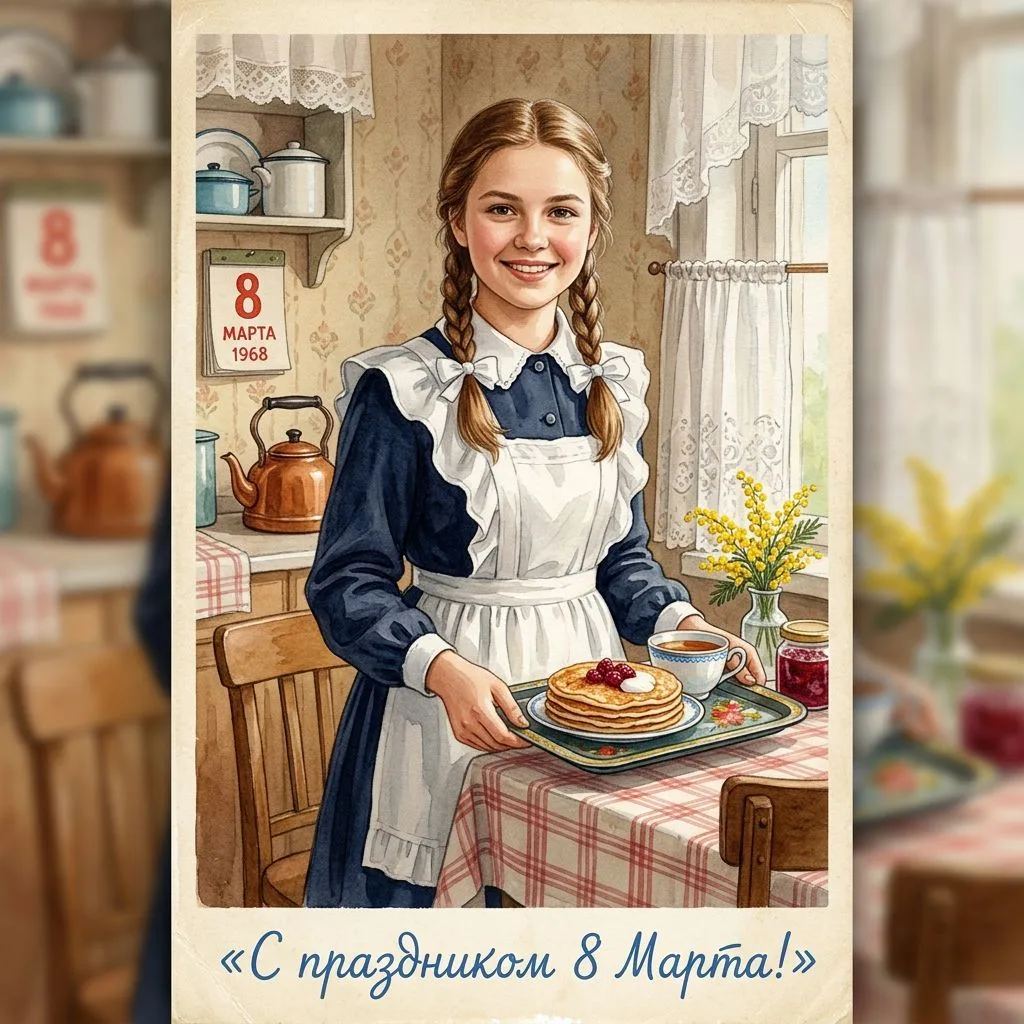 Открытка с 8 марта! — готовый пример ИИ-фотографии